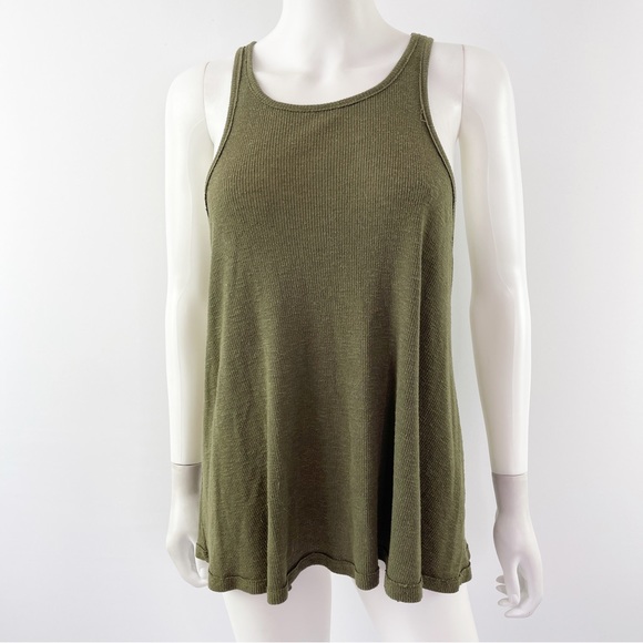 Free People Tops - Free People Size L Hunter Green Ribbed Tank Top Sleeveless